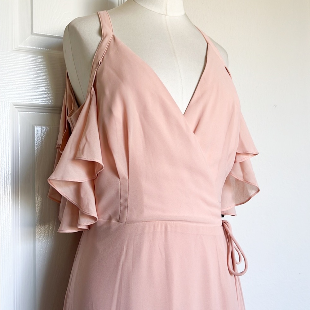 Nwt Lulus Blush Cold Shoulder Maxi Wrap Dress - image 3